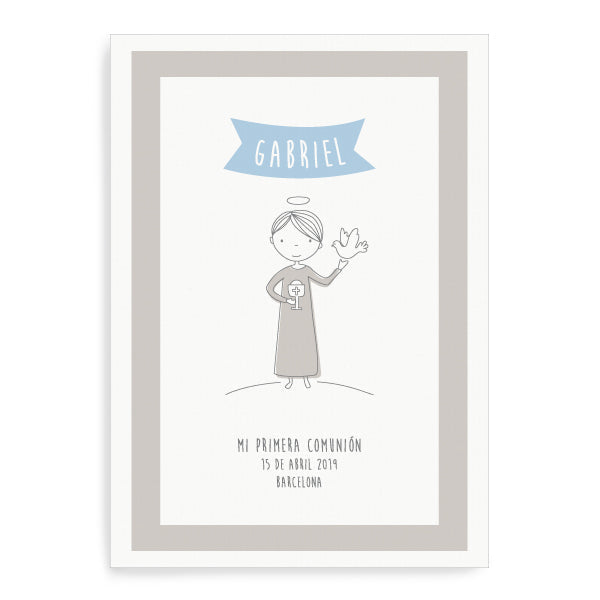 Imprimible lámina personalizada niño y Cáliz