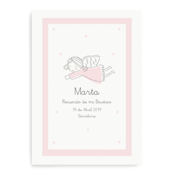 Imprimible lámina personalizada ángel rosa