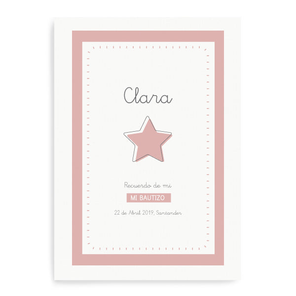 Imprimible lámina personalizada estrella rosa