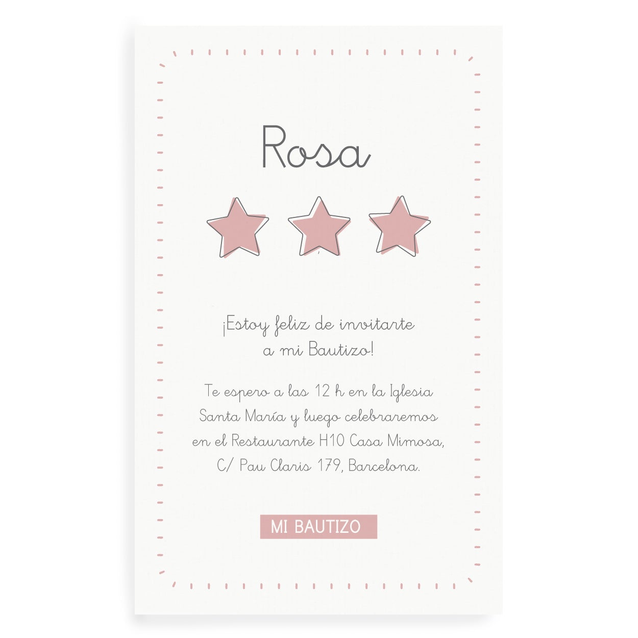 Invitaciones estrella rosa personalizadas