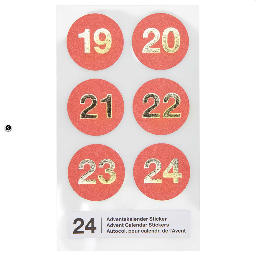 Pegatinas números calendario adviento rojo