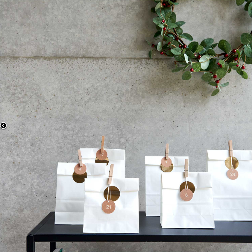Etiquetas kraft números calendario de adviento / 24 uds.