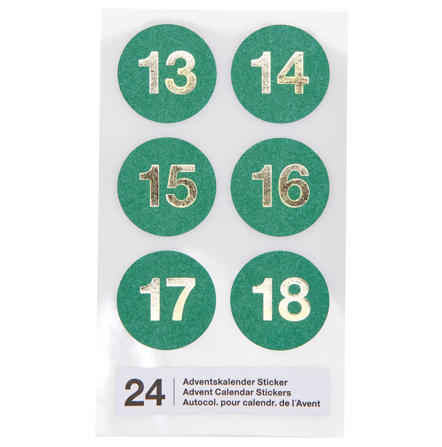 Pegatinas números calendario adviento verde
