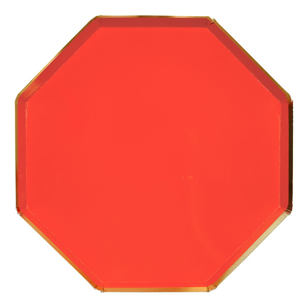 Plato octogonal rojo / 8 uds.