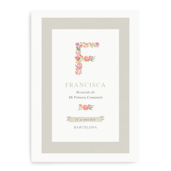 Imprimible lámina personalizada inicial en flor