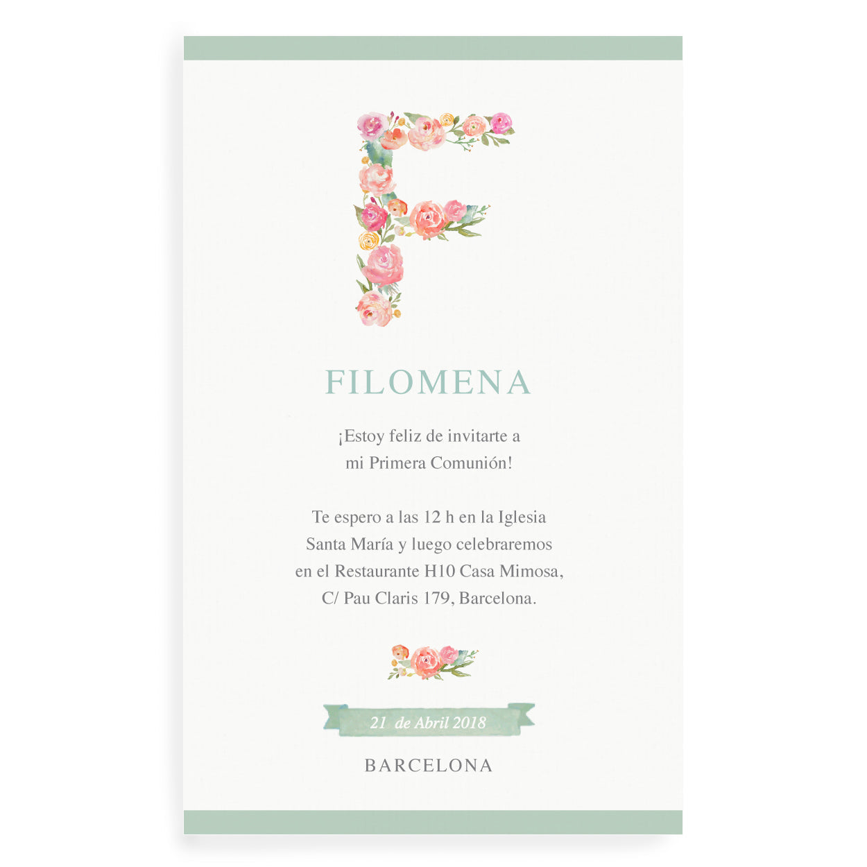 Invitaciones inicial flor personalizadas