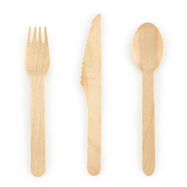 Set cubiertos eco de madera 6 pax / 18 piezas