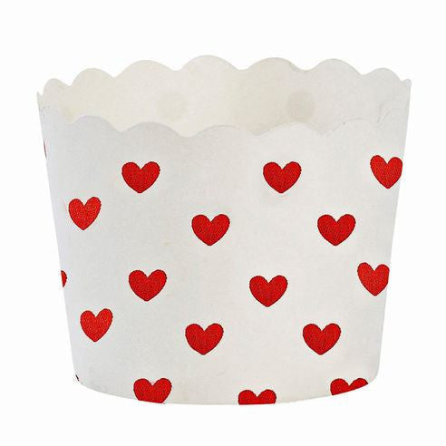 Vasitos Cupcakes corazones rojo / 24 uds.