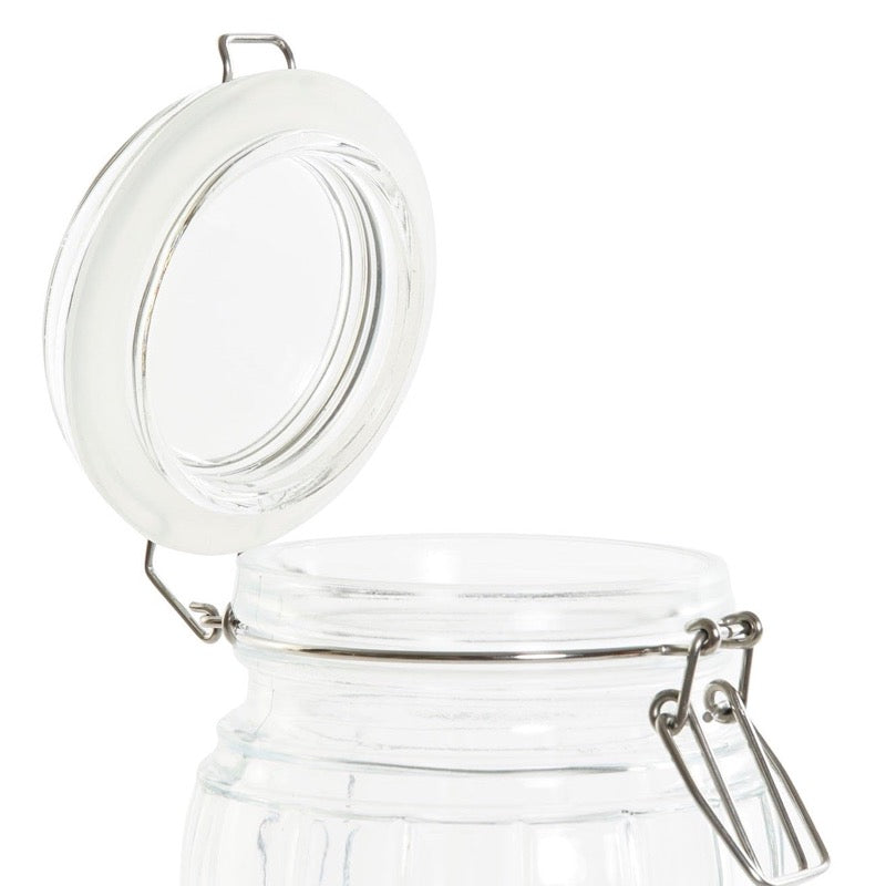 Bote vidrio labrado con tapa hermética M