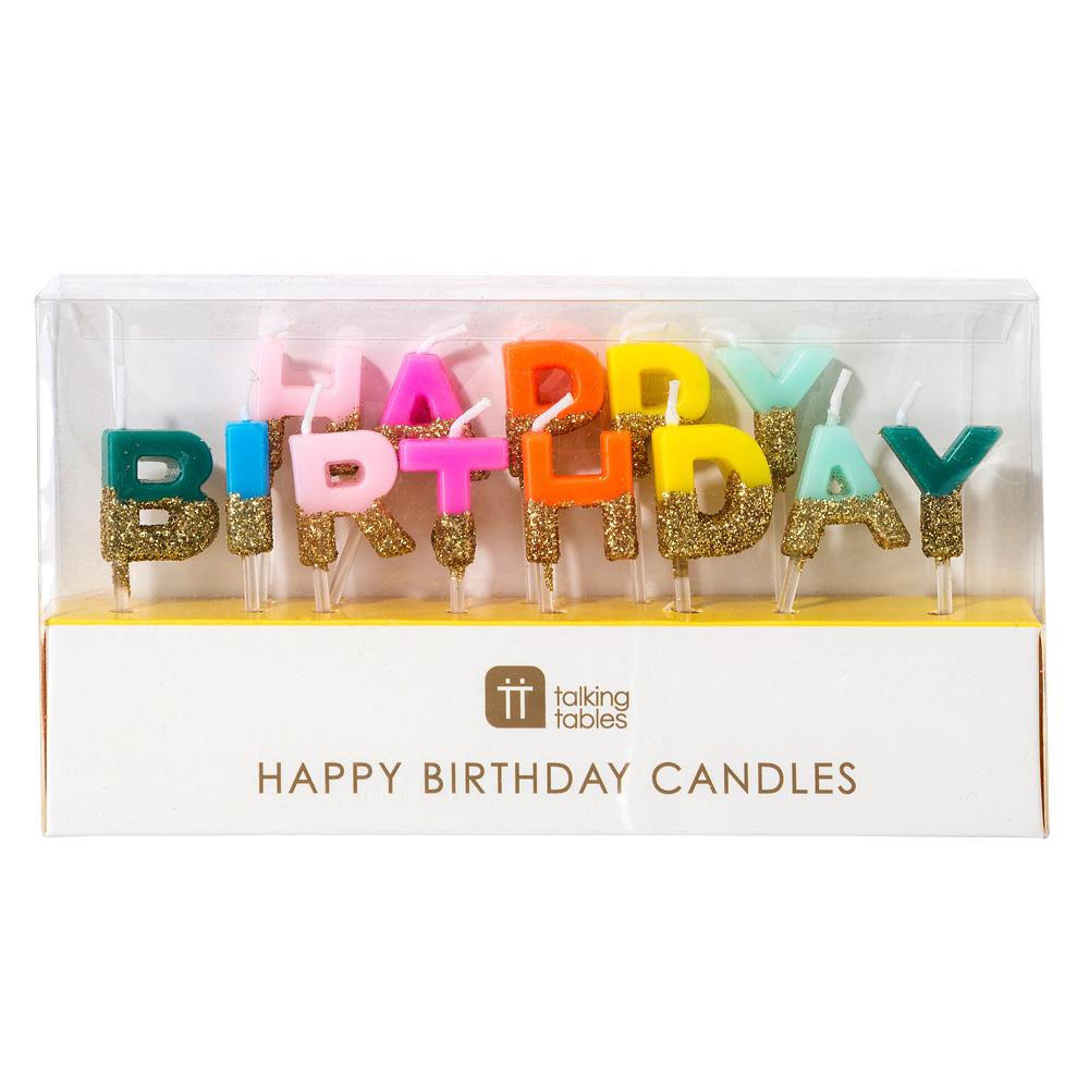 Velas Happy Birthday multicolor