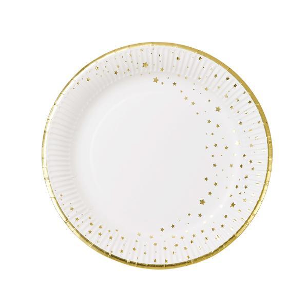 Plato blanco estrellas doradas