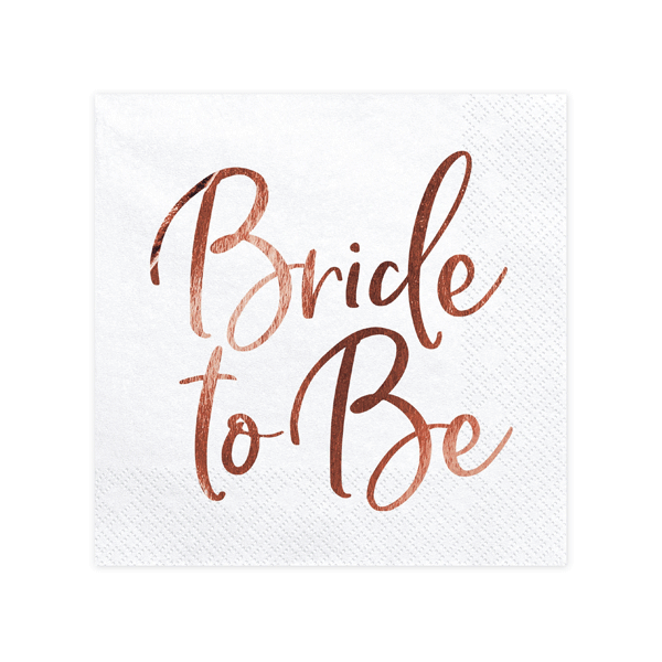 Servilletas blanca Bride oro rosa / 20 uds.
