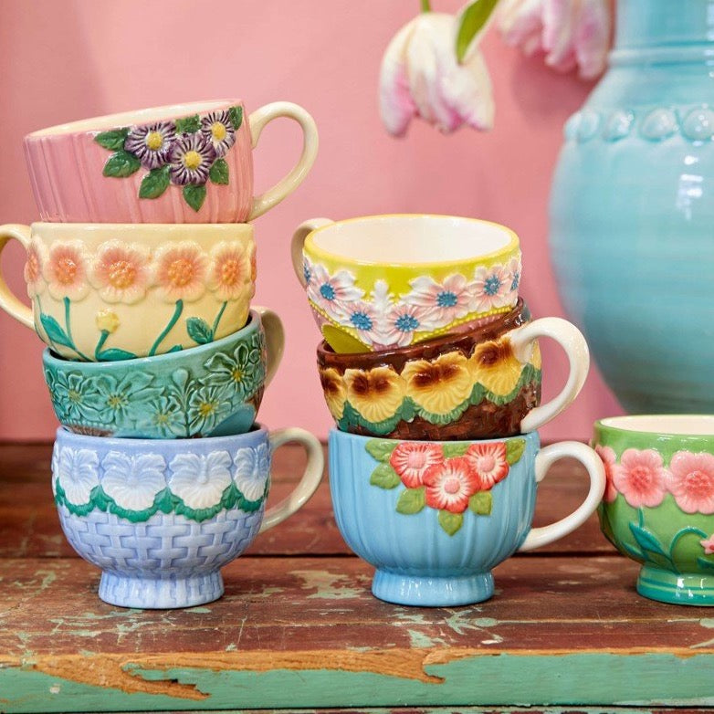 Tazón cerámica crema con flores