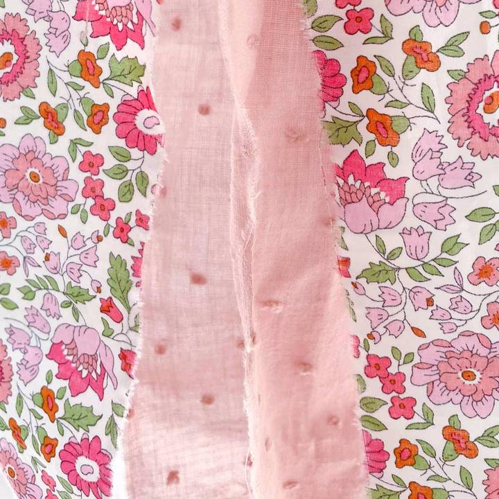 Globo L Látex Bio blanco hinchado con telas Liberty rosa y Lettering <br> (solo Barcelona)</br>