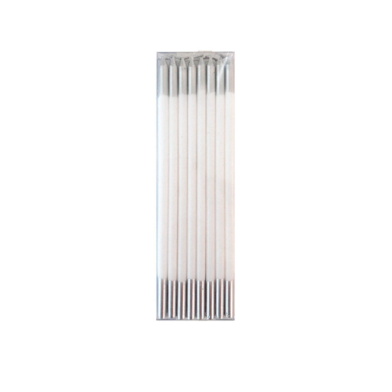 Velas largas bicolor blanco plata / 16 ud.