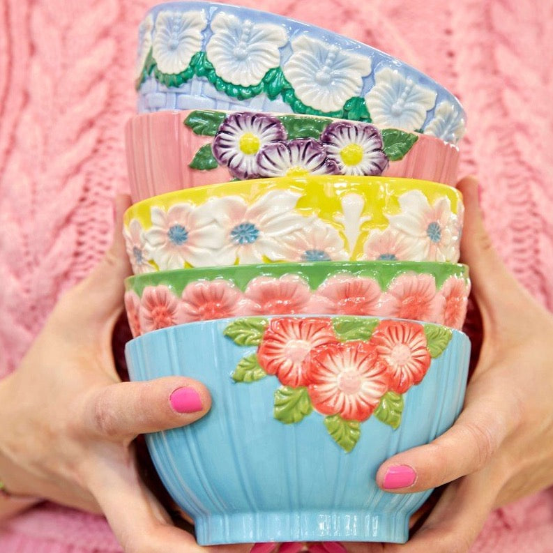 Bowl cerámica crema con flores