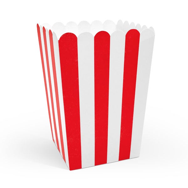 Cajas palomitas raya rojo / 6 uds.