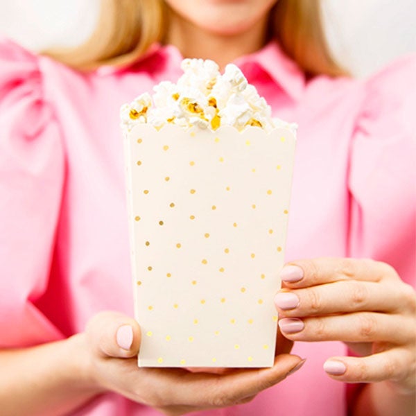 Cajas palomitas rosa topo dorado / 6 uds.