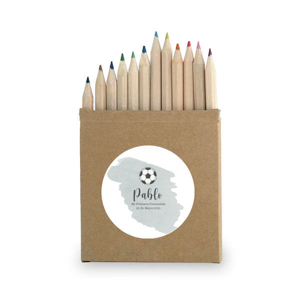 Cajita de lápices personalizada Fútbol Vintage / 6 uds.