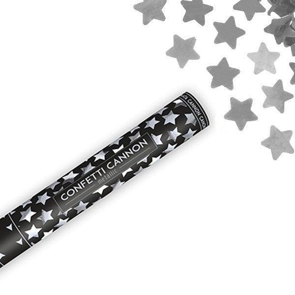 Cañon de confeti estrellas plata XL