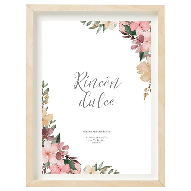 Cartel Rincón dulce personalizado Flores Boho