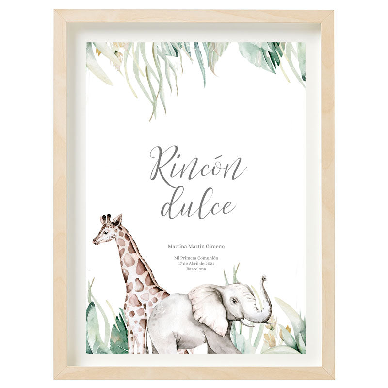 Cartel Rincón dulce personalizado Safari Baby