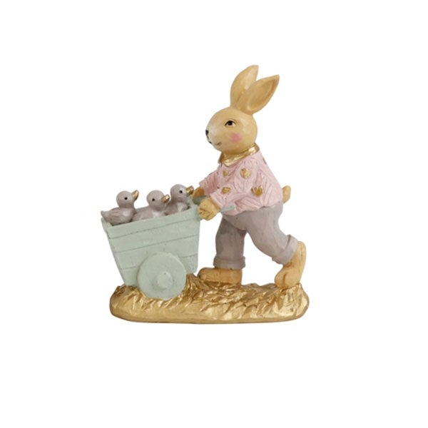 Figura decorativa conejita con carretilla