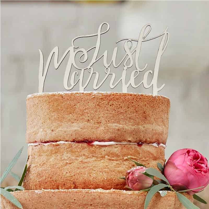 Decoración pastel madera Just Married - La Fiesta de Olivia - 1