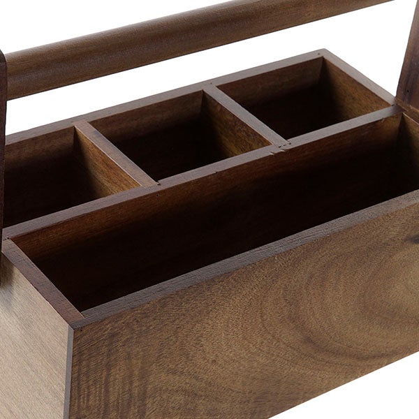 Cubertero organizador de acacia natural