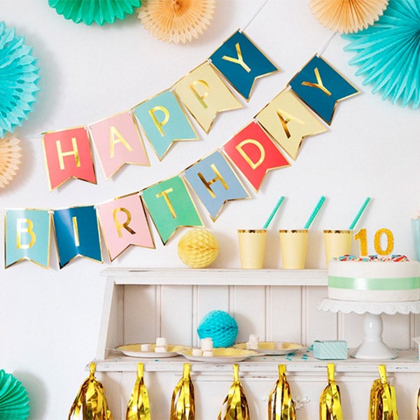 Guirnalda banderines Happy B-day multicolor basic