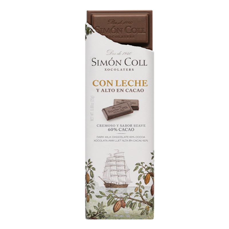 Tableta individual chocolate con leche 60% cacao