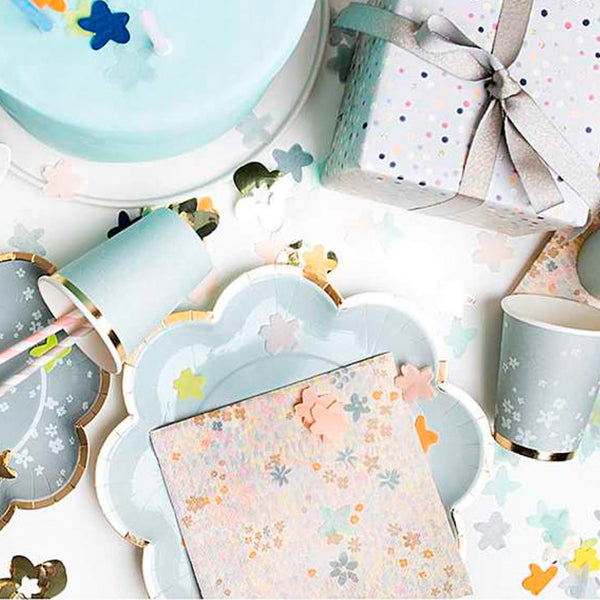 Vasos basico gris detalle dorado / 12 uds.