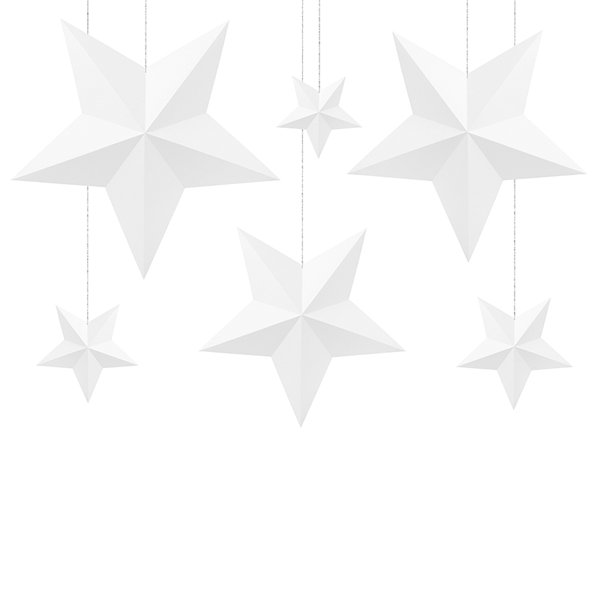 Kit DIY estrellas colgantes blanco / 6 uds.
