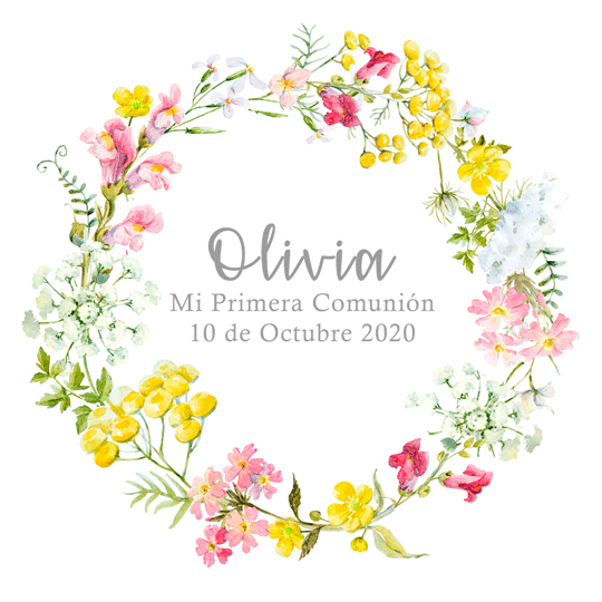Pegatina personalizada flor de primavera / 12 uds.