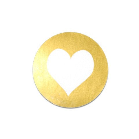 Pegatina circulo corazón oro / 10 uds. - La Fiesta de Olivia