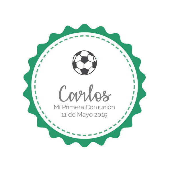 Bote etiqueta fútbol personalizada / 6 uds.