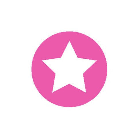 Pegatina circulo fucsia estrella / 10 uds. - La Fiesta de Olivia