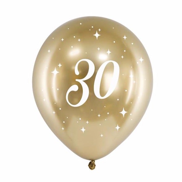 Globos ECO 30 dorado chrome / 6 uds.