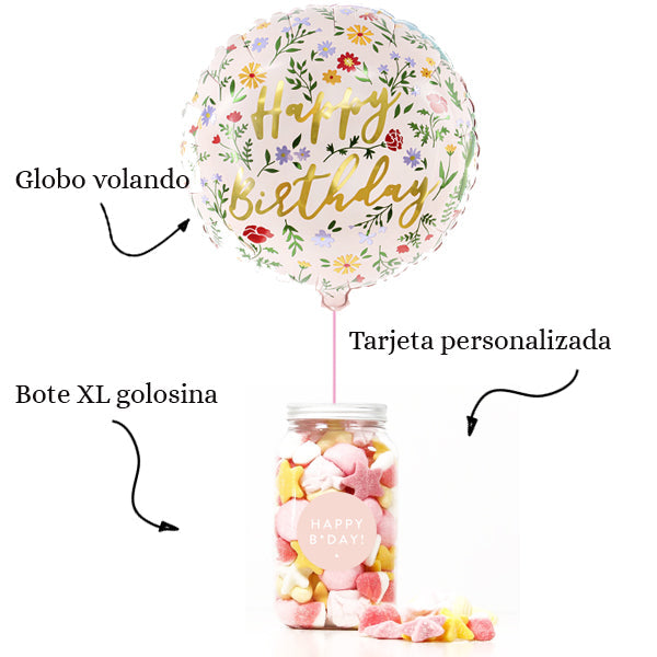 WOW BOX flores de primavera, golosinas y mensaje personalizado.