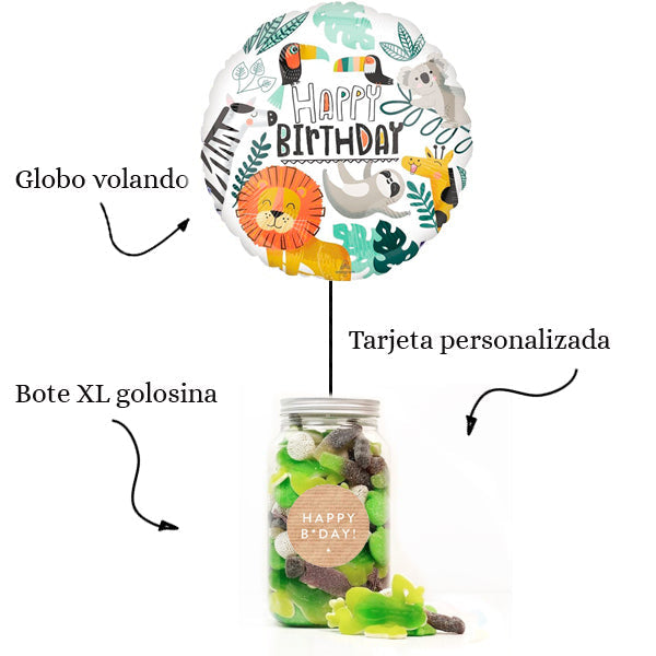 WOW BOX Safari Baby, golosinas y mensaje personalizado.