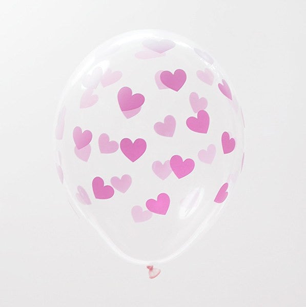 Globos transparentes corazones rosa / 5 uds. - La Fiesta de Olivia