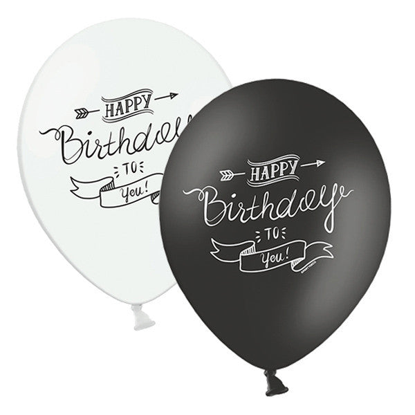 Mix globos Happy Birthday Caligrafía / 5 ud. - La Fiesta de Olivia