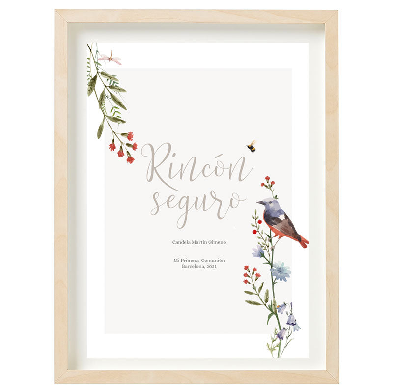 Cartel Rincón seguro personalizado Pajaritos