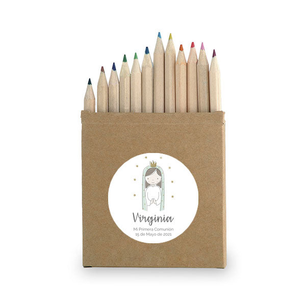 Cajita de lápices personalizada Virgencita / 6 uds.