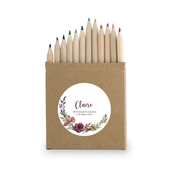 Cajita de lápices personalizada Boho / 6 uds.