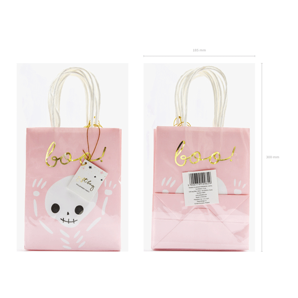 Bolsitas papel Boo! rosa / 6 uds.