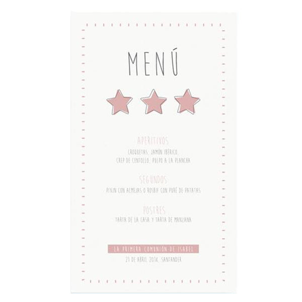 Menú personalizado estrella rosa