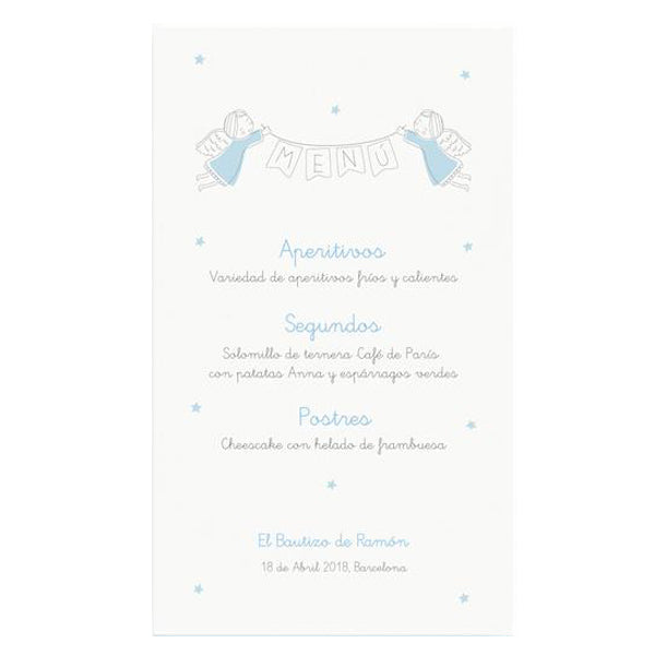 Menú personalizado ángel azul