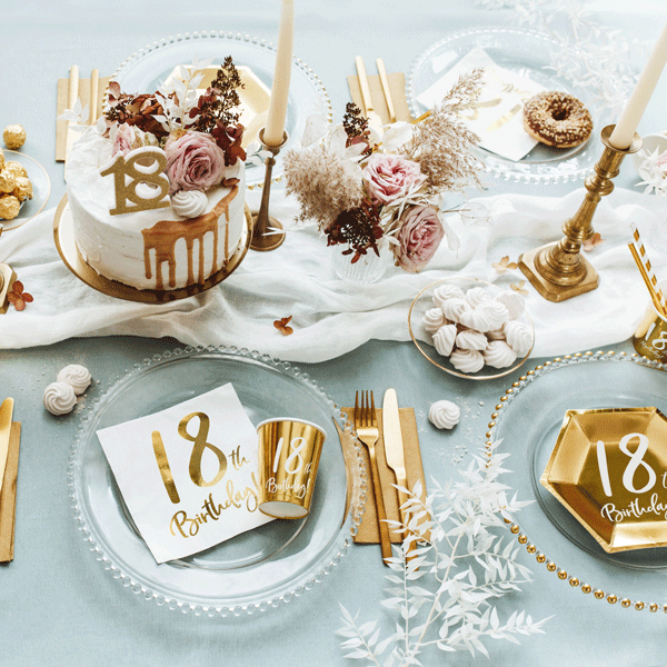 Plato dorado 18 cumpleaños / 6 uds.