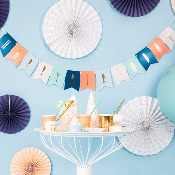 Guirnalda banderines Happy B-day mix azul basic